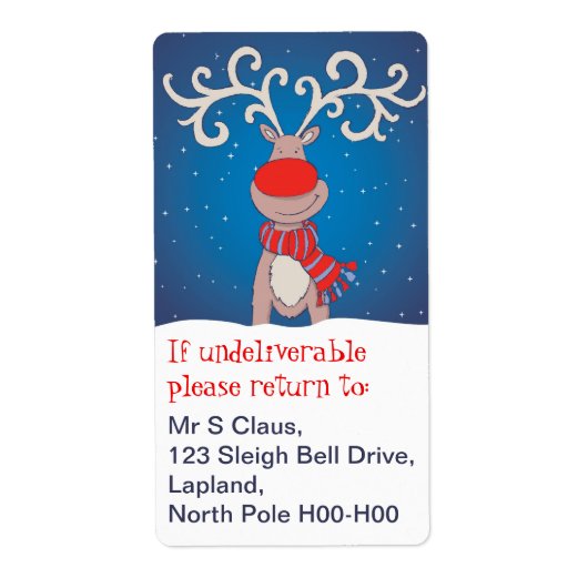 Kerst retour adres labels blauw (Voorkant)