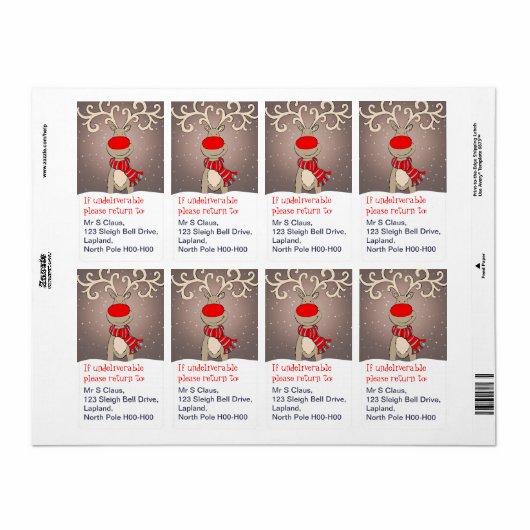 Kerst retour adres labels grijs (Full Sheet)