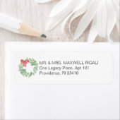 Kerst retour adres labels Waterverf krans (Insitu)