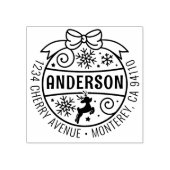 Kerst retour adres rendier sneeuwvlok rubberstempel (Afrduk)