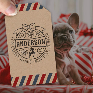 Kerst retour adres rendier sneeuwvlok  zelfinktende stempel