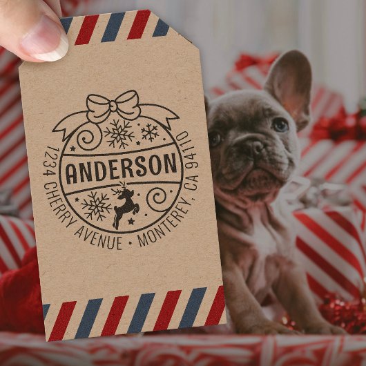 Kerst retour adres rendier sneeuwvlok  zelfinktende stempel