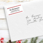 Kerst retour adres rood en wit etiket