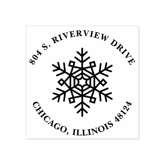 Kerst retour adres stempel met sneeuwvlok (Afrduk)