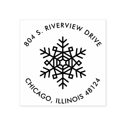 Kerst retour adres stempel met sneeuwvlok (Afrduk)