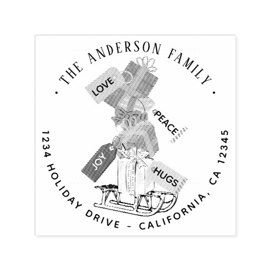 Kerst retour adres zelf inkt rubberen stempel (Design)