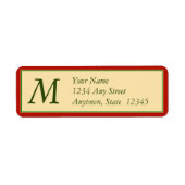 Kerst retour adreslabels w / Monogram Etiket (Voorkant)