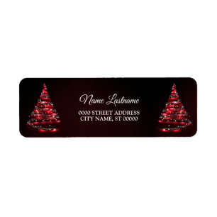 Kerst Retouradres Glanzend Rode Lint Boom Etiket