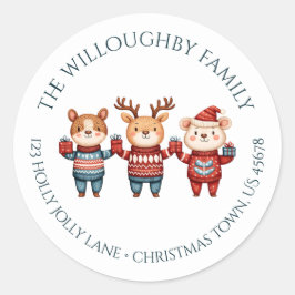 Kerst Retouradres 'Holly Jolly Christmas' Ronde Sticker