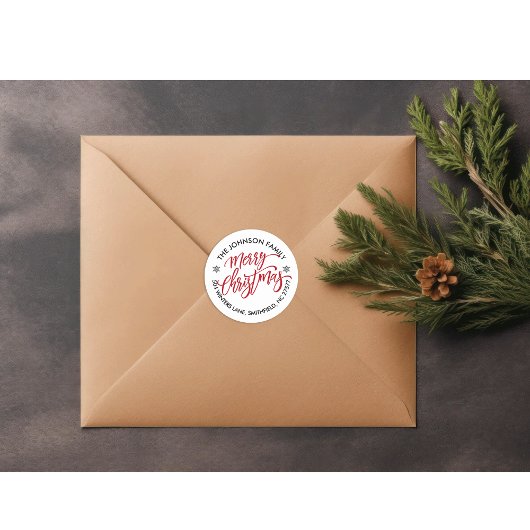 Kerst Retouradres Klassieke Ronde Sticker
