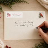 Kerst Retouradres Rode Begroeiing Etiket