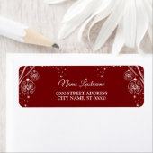 Kerst Retouradres Rood Wit Sterren Elegant Etiket (Insitu)