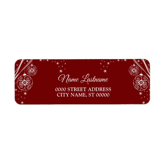 Kerst Retouradres Rood Wit Sterren Elegant Etiket (Voorkant)