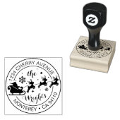 Kerst retouradres Santa Claus Sleigh Rubberstempel (Gestempeld)