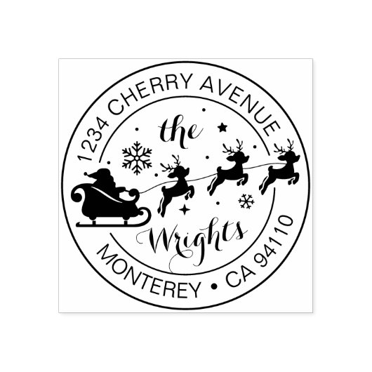 Kerst retouradres Santa Claus Sleigh Rubberstempel (Afrduk)