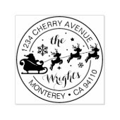 Kerst retouradres Santa Claus Sleigh Zelfinktende Stempel (Design)