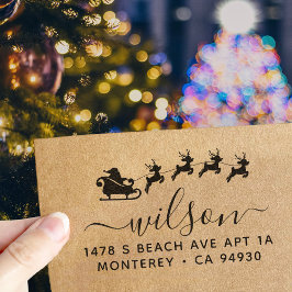 Kerst retouradres Santa Claus Sleigh Zelfinktende Stempel