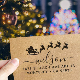 Kerst retouradres Santa Claus Sleigh Zelfinktende Stempel