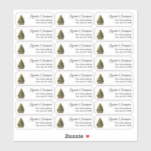 Kerst Retouradres wissen Aangepast Transparant Sticker (Vel)