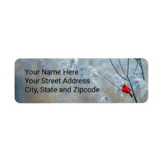 Kerst retouradreslabels met kardinaalrood etiket