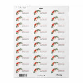 Kerst retouradreslabels met rode strik etiket (Full Sheet)