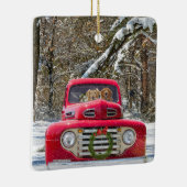 Kerst retrievers in retro vrachtwagen keramisch ornament (Rechts)