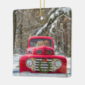 Kerst retrievers in retro vrachtwagen keramisch ornament (Links)