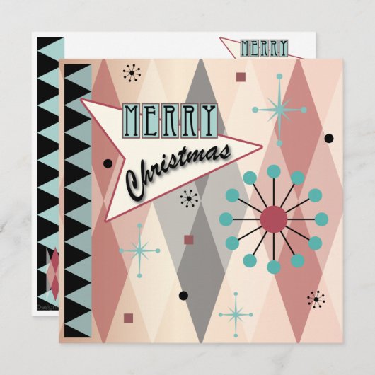 Kerst Retro 01 Kaart/Uitnodiging Kaart (Voorkant / Achterkant)