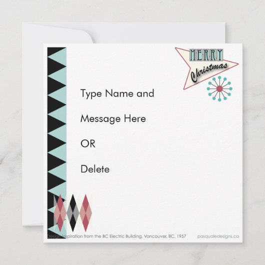 Kerst Retro 01 Kaart/Uitnodiging Kaart (Achterkant)