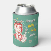 Kerst Retro 50s Holly Jolly Juice Grappig Custom Blikjeskoeler (Blikje Voorkant)