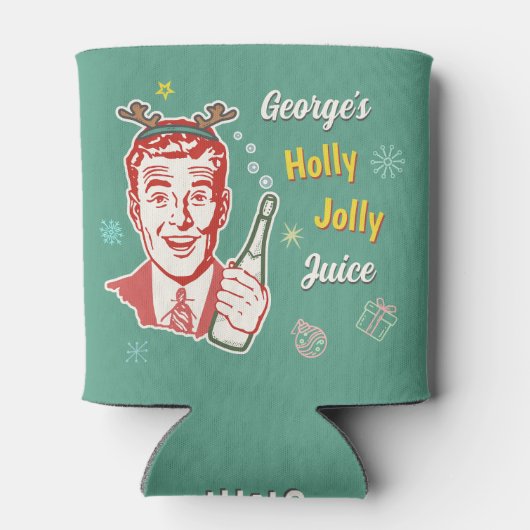 Kerst Retro 50s Holly Jolly Juice Grappig Custom Blikjeskoeler (Achterkant)