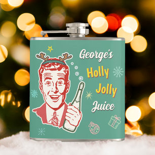 Kerst Retro 50s Holly Jolly Juice Grappig Custom Heupfles