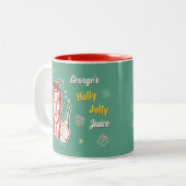 Kerst Retro 50s Holly Jolly Juice Grappig Custom Tweekleurige Koffiemok (Voorkant links)