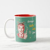 Kerst Retro 50s Holly Jolly Juice Grappig Custom Tweekleurige Koffiemok (Links)