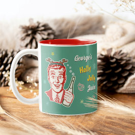 Kerst Retro 50s Holly Jolly Juice Grappig Custom Tweekleurige Koffiemok