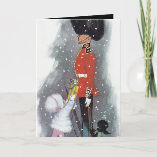 Kerst retro aanpasbare meisjeskaart feestdagen kaart (Voorkant)