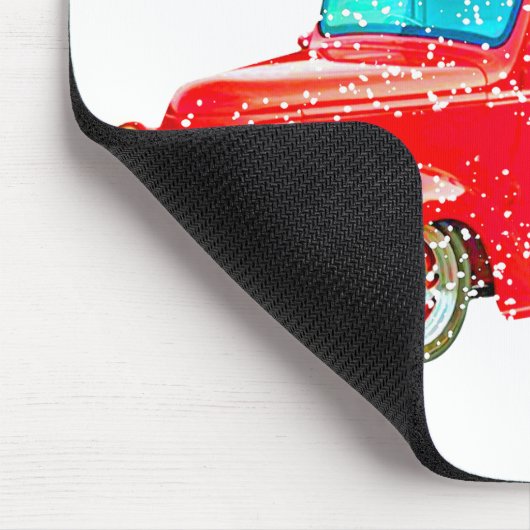 Kerst Retro Auto Vakantie Muismat (Hoek)