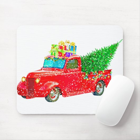 Kerst Retro Auto Vakantie Muismat (Met muis)