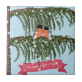 Kerst, Retro, Bullfinches Tegeltje (Voorkant)