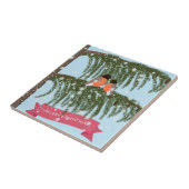 Kerst, Retro, Bullfinches Tegeltje (Zijkant)