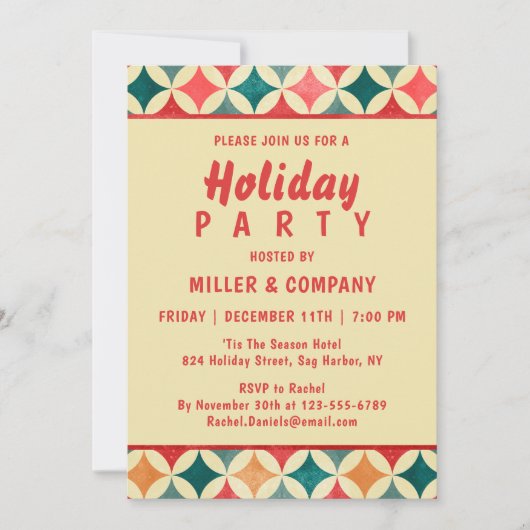 Kerst Retro Chic Corporate Kerstfeest Kaart (Voorkant)