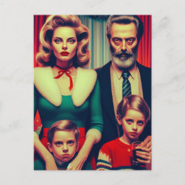 Kerst Retro Creepy Familie Portret Briefkaart