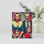 Kerst Retro Creepy Familie Portret Briefkaart (Staand voorkant)