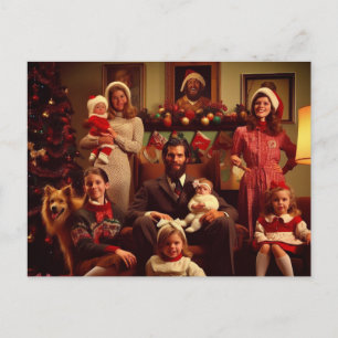 Kerst Retro Creepy Familie Portret Briefkaart
