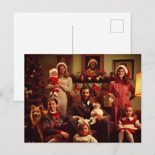 Kerst Retro Creepy Familie Portret Briefkaart (Voorkant / Achterkant)