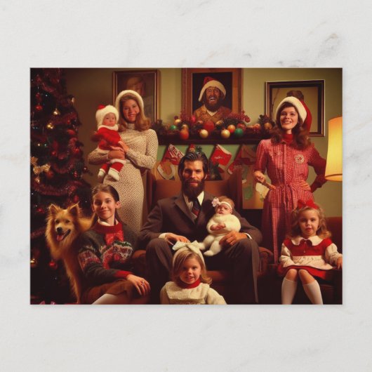 Kerst Retro Creepy Familie Portret Briefkaart (Voorkant)