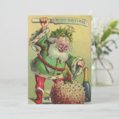 Kerst  retro griezelige elf met mes feestdagenkaart (Staand voorkant)