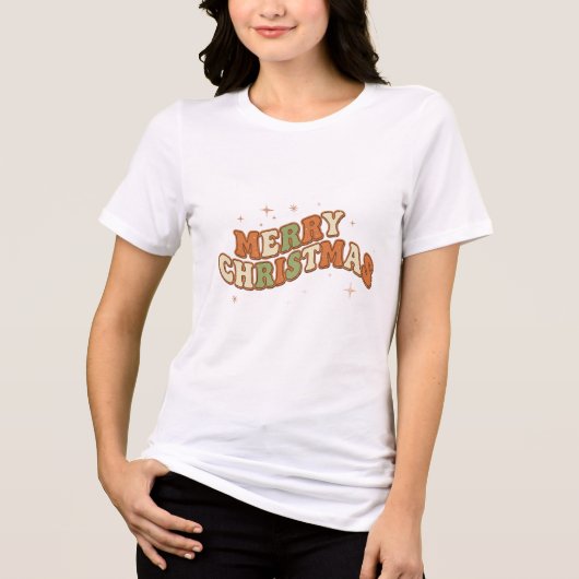 Kerst Retro Groovy Bericht Tri-Blend Shirt (Voorkant)
