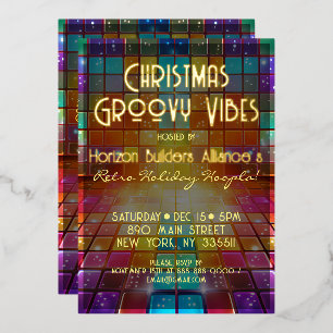 Kerst Retro Groovy Vibes Party Uitnodiging