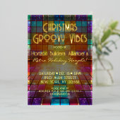 Kerst Retro Groovy Vibes Party Uitnodiging (Staand Voorkant)